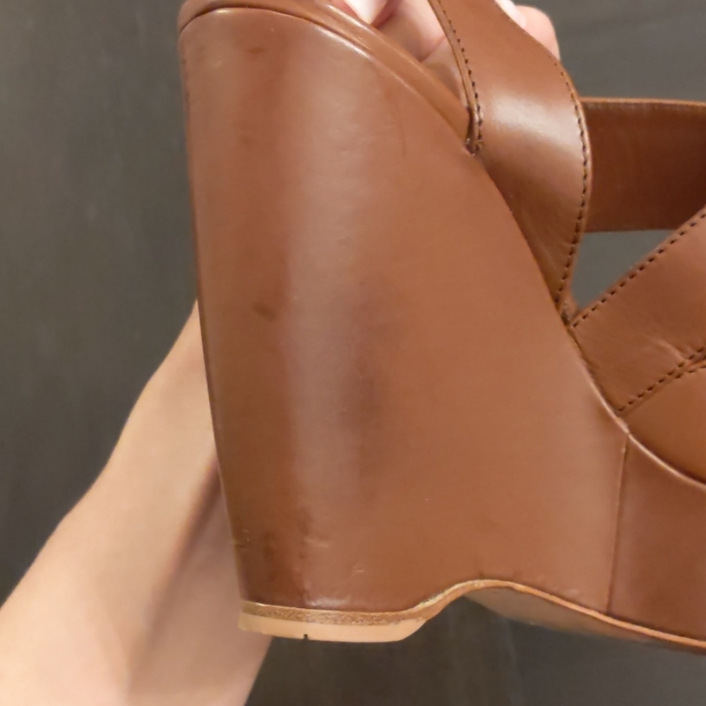 Prada Asymmetric Calfskin Wedge Sandal - Picture 7 of 14